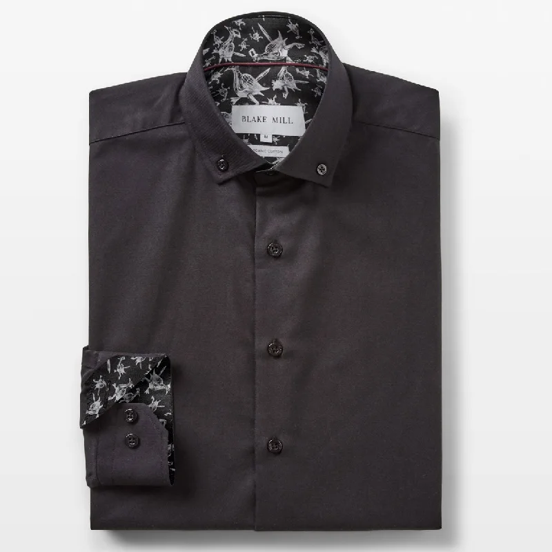 Black Oxford with Counting Ducks Accents Button-Down Shirt