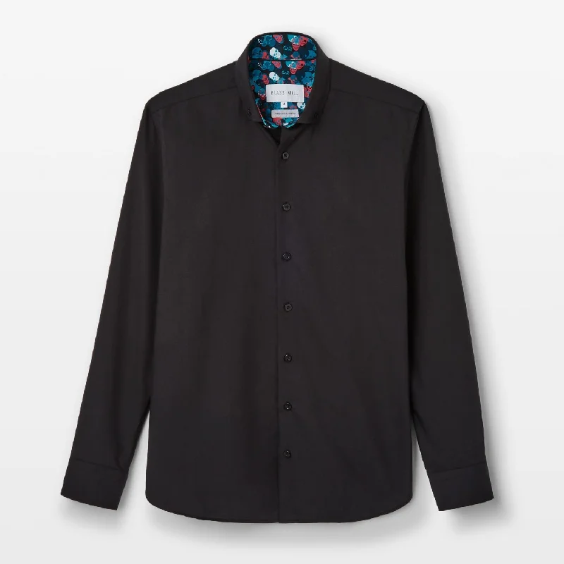 Black Oxford with Skulls Accents Button-Down Shirt