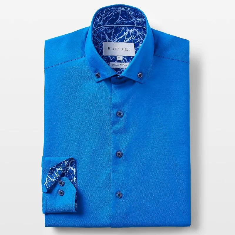 Cobalt Blue Oxford with Mind Maps Accents Button-Down Shirt