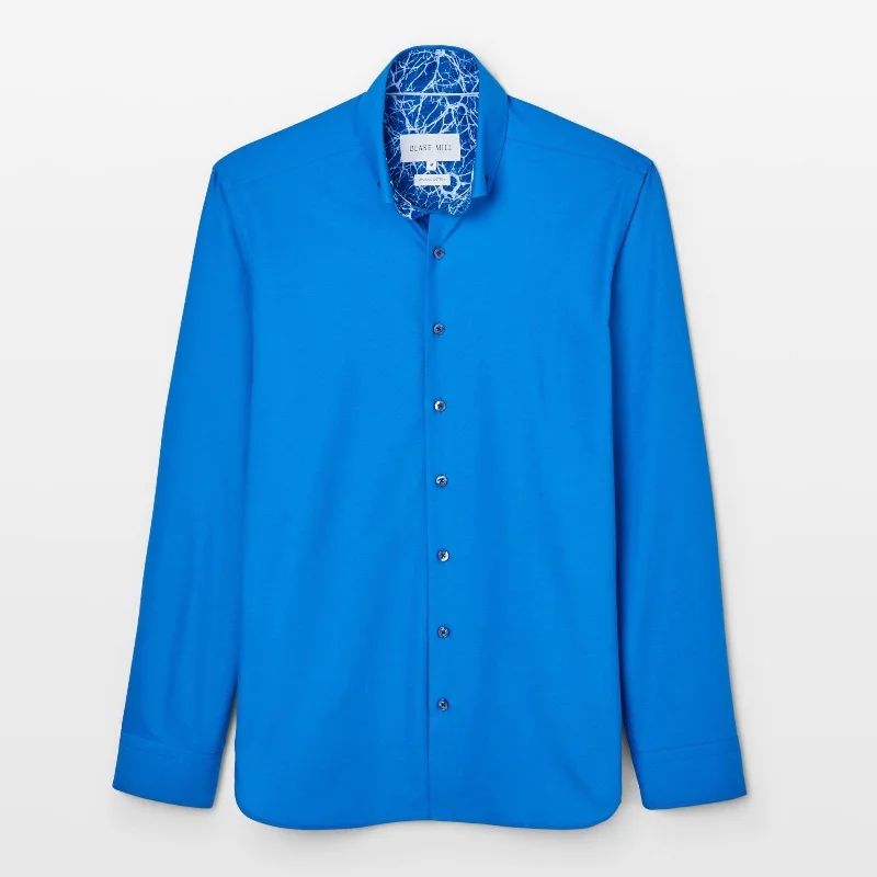 Cobalt Blue Oxford with Mind Maps Accents Button-Down Shirt