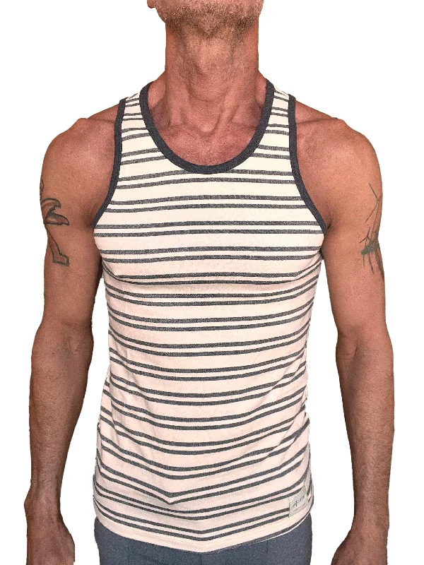 Yummy Nautical Fleece Sustain Tank Top (Dark Gray Stripe)