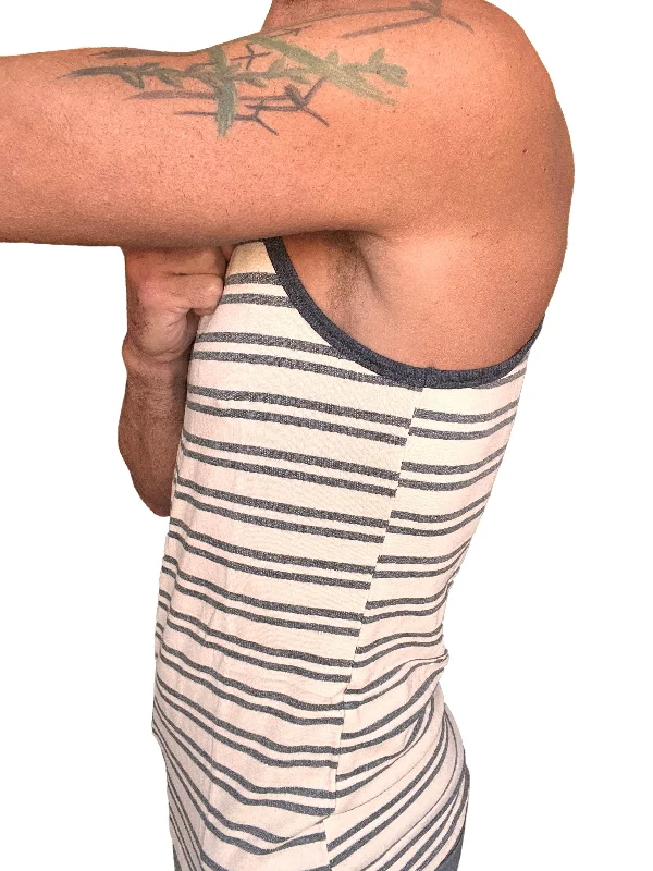 Yummy Nautical Fleece Sustain Tank Top (Dark Gray Stripe)