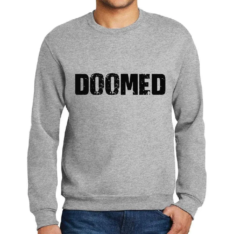 Men's Printed Graphic Sweatshirt Popular Words DOOMED Grey Marl