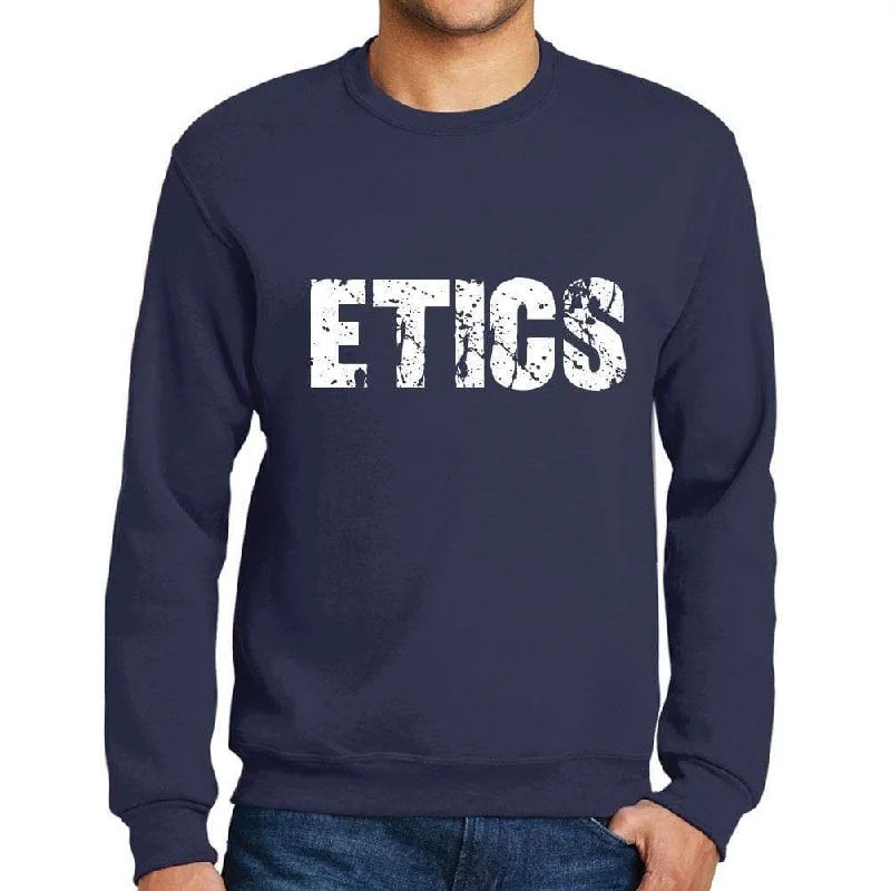 Men's Printed Graphic Sweatshirt Popular Words ETICS French Navy