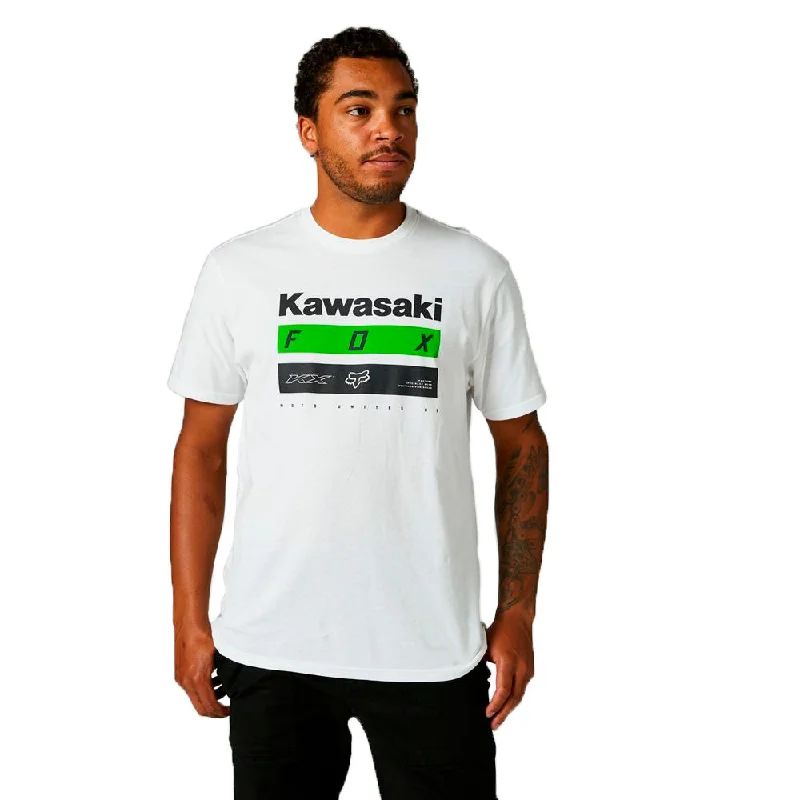 Fox Racing  Mens Opt White Kawasaki Stripes Premium Tee T-Shirt Short Sleeve