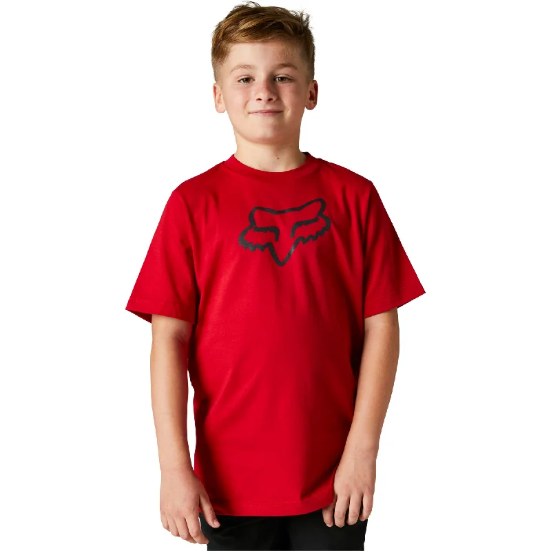 Fox Racing  Boys Flame Red Legacy Basic Tee T-Shirt Crew Neck Short Sleeve Cotton