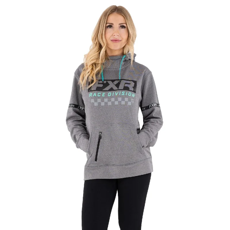 FXR  Grey Heather Mint Womens Race Division Tech Pullover Hoodie Fleece Blended