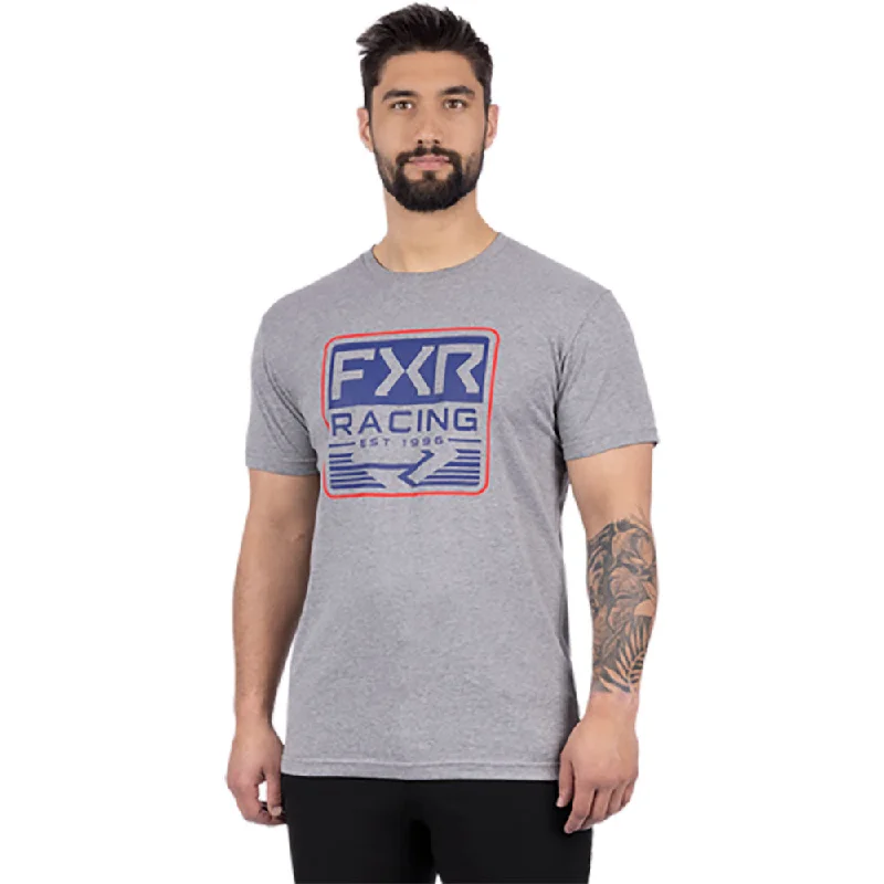 FXR  Mens Emblem Premium T-Shirt Tee Cotton Blend Comfortable Grey Heather Reflex