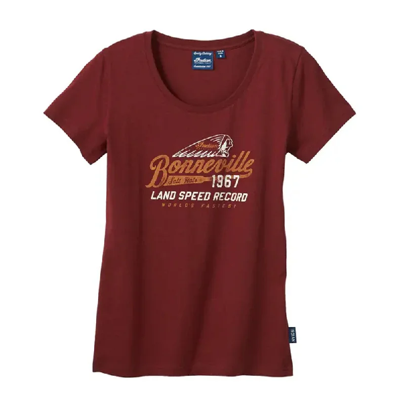 Indian Motorcycle  Womens Bonneville Marl T-Shirt Tee Lightweight Comfortable Red