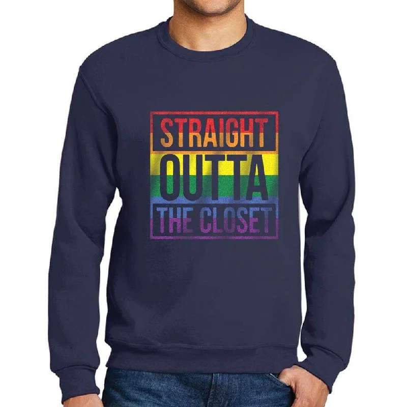 Men's Printed Graphic Sweatshirt LGBT Straight Outta the Closet French Navy