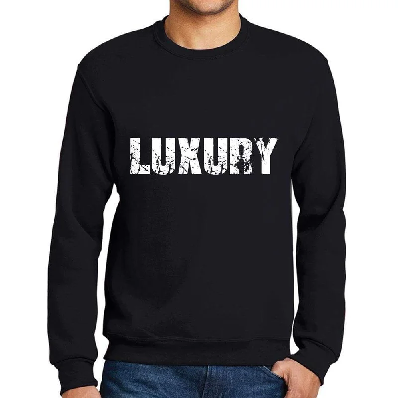 Men's Printed Graphic Sweatshirt Popular Words LUXURY Deep Black