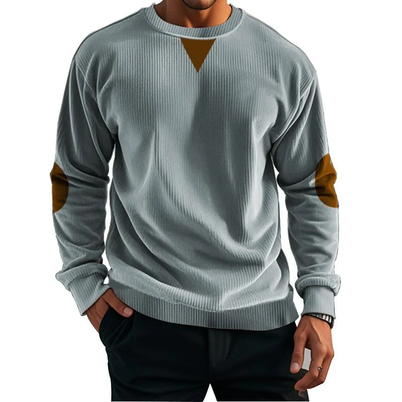 Men's Casual Corduroy Round Neck Long Sleeve Sweatshirt 91020316Y