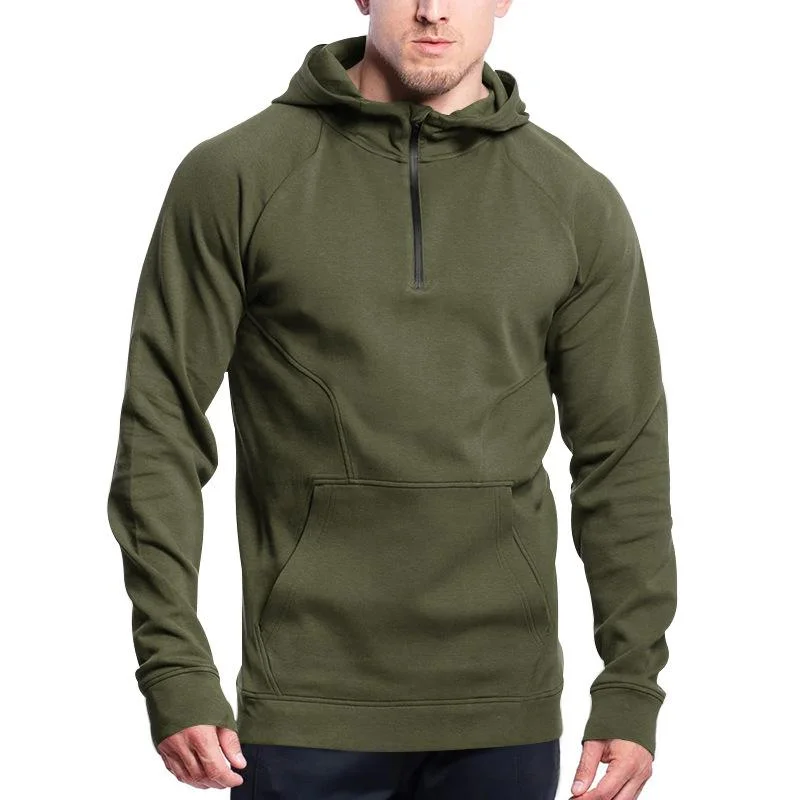 Men's Pullover Long Sleeve Half-zip Patchwork Fleece Hoodie 69092675Z