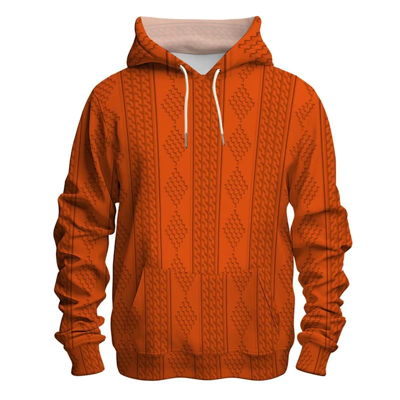 Men's Solid Color Jacquard Drawstring Hoodie 12040657X