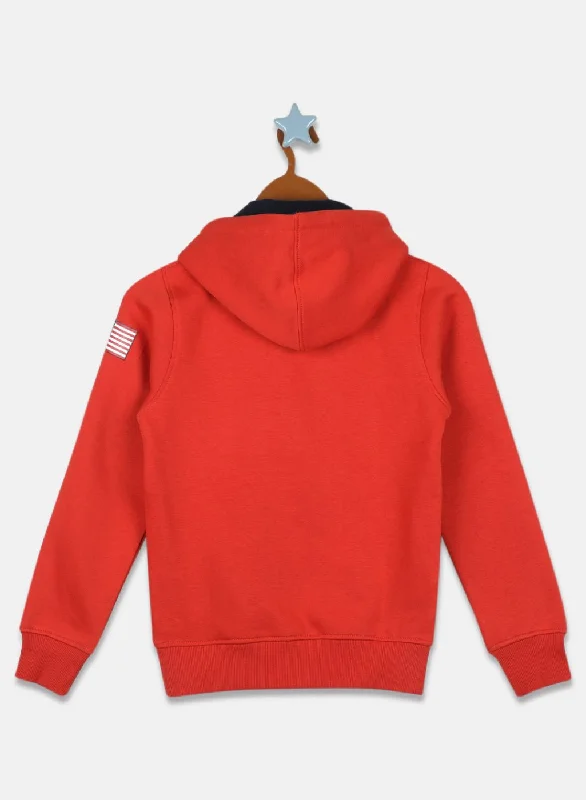 Boys Orange Printed Sweatshirt