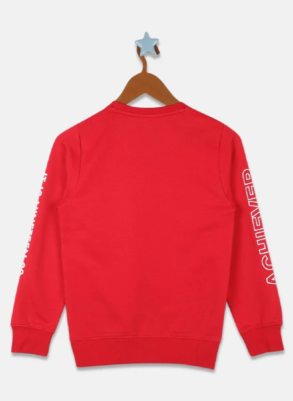 Boys Red Printed Sweatshirt