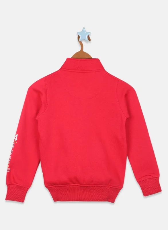 Boys Red Printed Sweatshirt