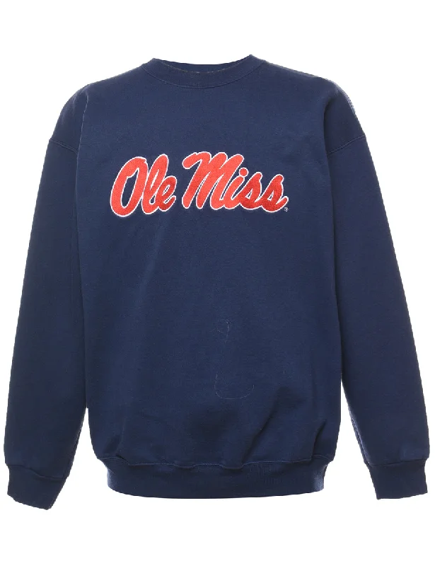 Ole Miss Navy & Red Embroidered Sweatshirt - L