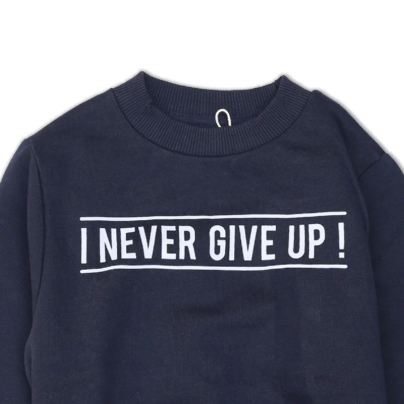 OR - Kids 'Dark NAVY' Never Give Up ! Printed Terry Sweathsirt OR575