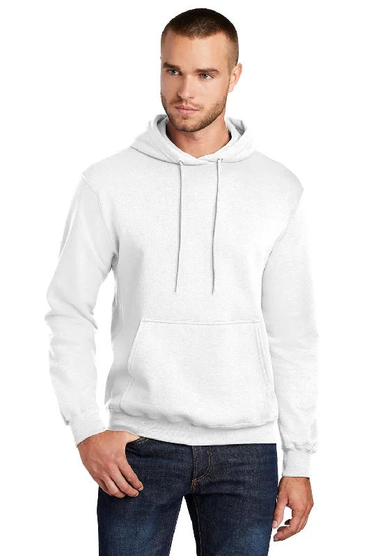 Port & Company Mens Core Pill Resistant Fleece Hooded Sweatshirt Hoodie - White