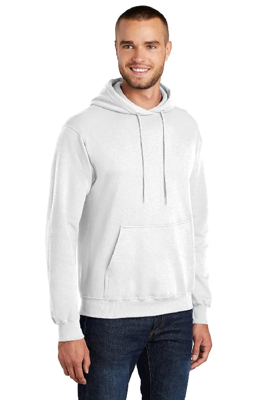 Port & Company Mens Core Pill Resistant Fleece Hooded Sweatshirt Hoodie - White