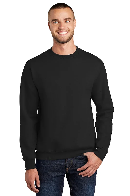 Port & Company Mens Essential Pill Resistant Fleece Crewneck Sweatshirt - Jet Black