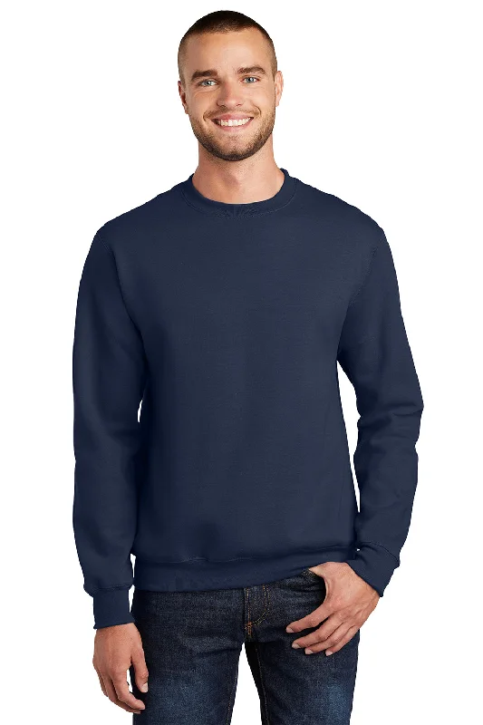 Port & Company Mens Essential Pill Resistant Fleece Crewneck Sweatshirt - Navy Blue