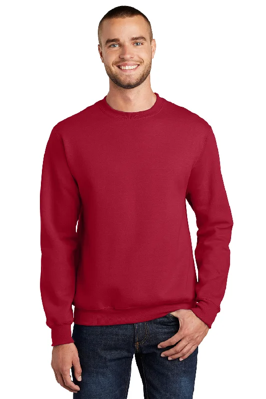 Port & Company Mens Essential Pill Resistant Fleece Crewneck Sweatshirt - Red