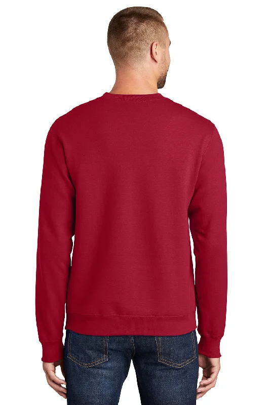 Port & Company Mens Essential Pill Resistant Fleece Crewneck Sweatshirt - Red