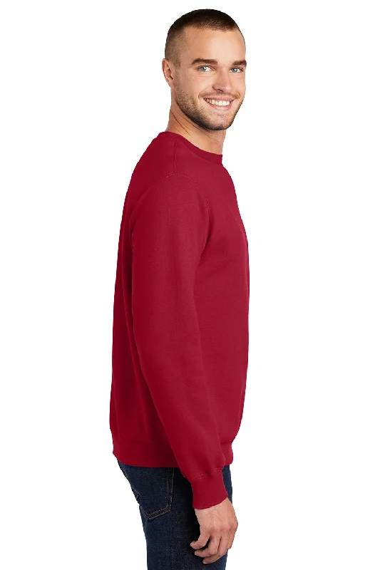 Port & Company Mens Essential Pill Resistant Fleece Crewneck Sweatshirt - Red