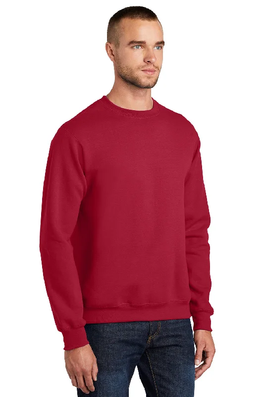 Port & Company Mens Essential Pill Resistant Fleece Crewneck Sweatshirt - Red