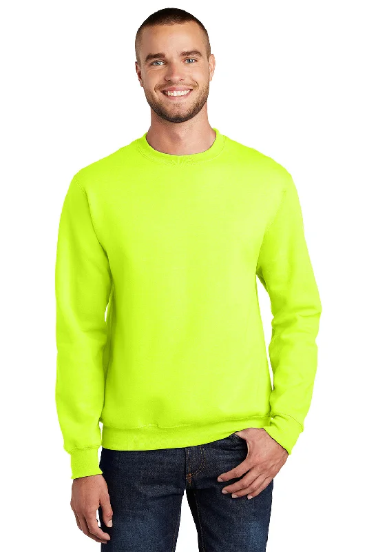 Port & Company Mens Essential Pill Resistant Fleece Crewneck Sweatshirt - Safety Green