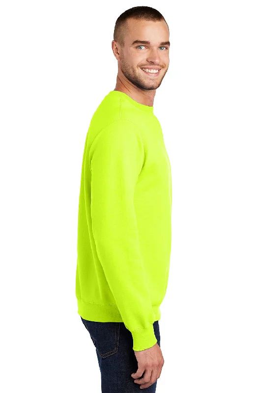 Port & Company Mens Essential Pill Resistant Fleece Crewneck Sweatshirt - Safety Green