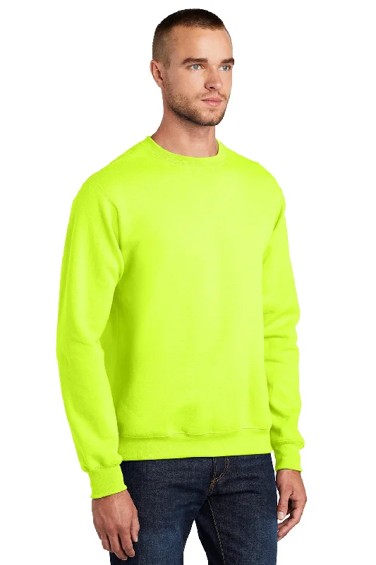 Port & Company Mens Essential Pill Resistant Fleece Crewneck Sweatshirt - Safety Green