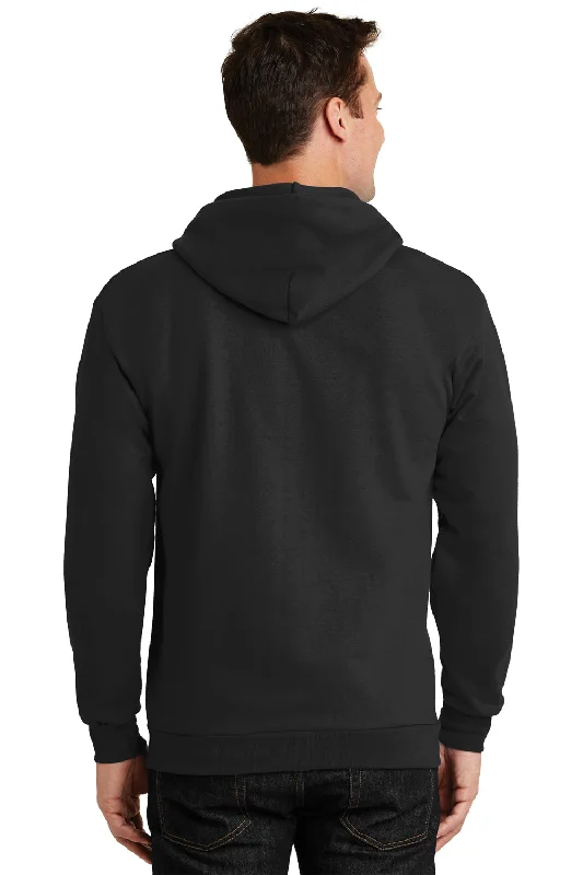 Port & Company Mens Essential Pill Resistant Fleece Full Zip Hooded Sweatshirt Hoodie - Jet Black