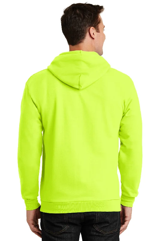 Port & Company Mens Essential Pill Resistant Fleece Full Zip Hooded Sweatshirt Hoodie - Safety Green