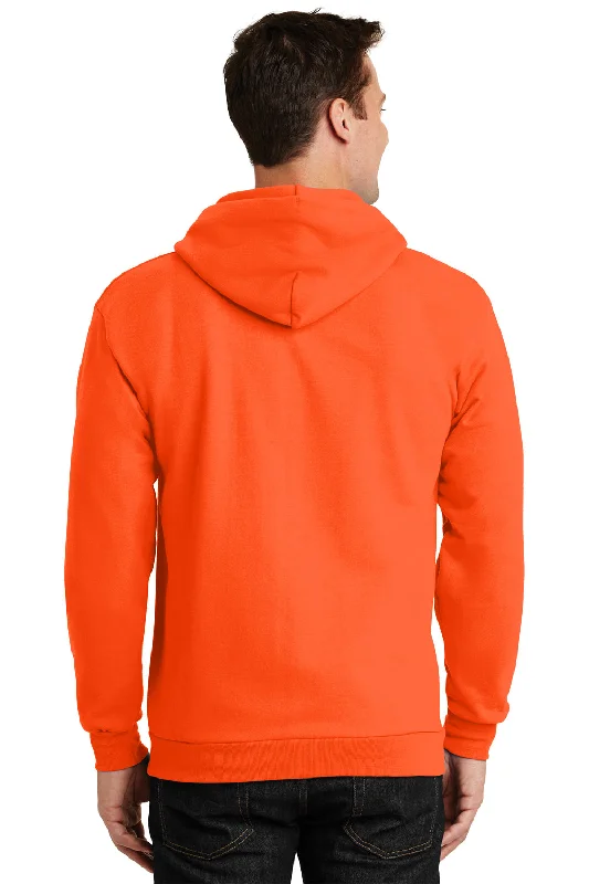 Port & Company Mens Essential Pill Resistant Fleece Full Zip Hooded Sweatshirt Hoodie - Safety Orange