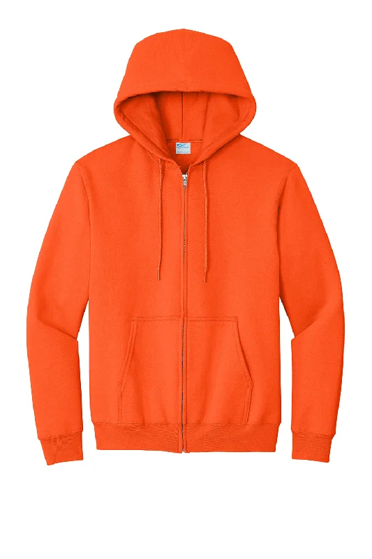 Port & Company Mens Essential Pill Resistant Fleece Full Zip Hooded Sweatshirt Hoodie - Safety Orange