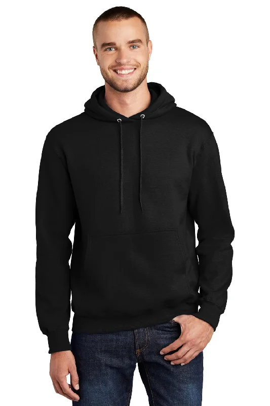 Port & Company Mens Essential Pill Resistant Fleece Hooded Sweatshirt Hoodie - Jet Black