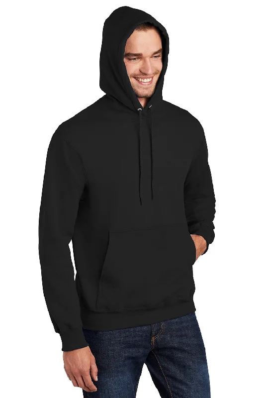 Port & Company Mens Essential Pill Resistant Fleece Hooded Sweatshirt Hoodie - Jet Black