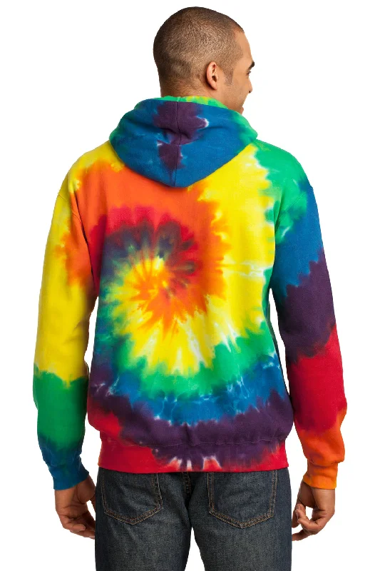 Port & Company Mens Tie-Dye Fleece Hooded Sweatshirt Hoodie - Rainbow