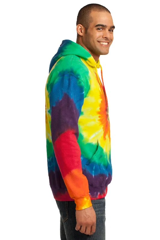 Port & Company Mens Tie-Dye Fleece Hooded Sweatshirt Hoodie - Rainbow