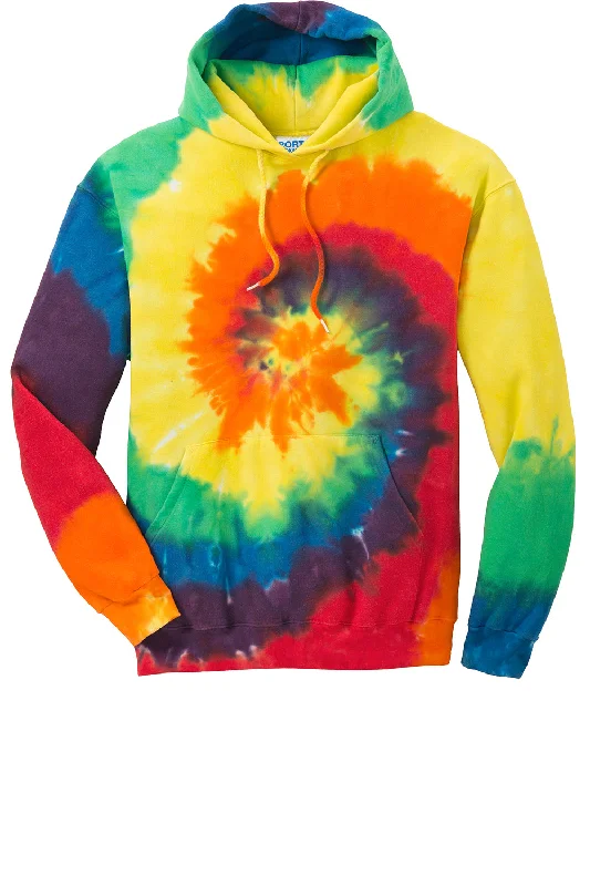 Port & Company Mens Tie-Dye Fleece Hooded Sweatshirt Hoodie - Rainbow