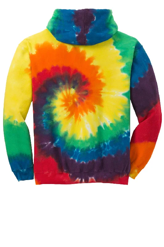 Port & Company Mens Tie-Dye Fleece Hooded Sweatshirt Hoodie - Rainbow