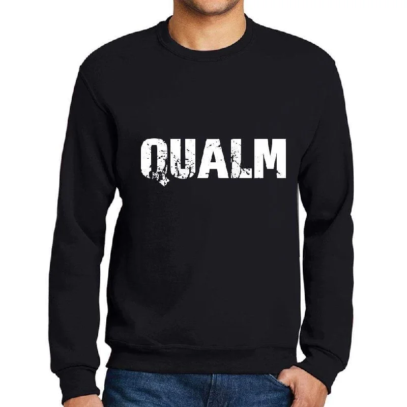 Men's Printed Graphic Sweatshirt Popular Words QUALM Deep Black