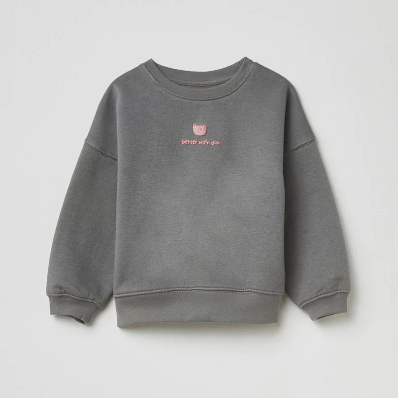 SF - Kids 'Gray' Premium Quality Better With YOu Slogan Printed Fleece Sweatshirt SF707