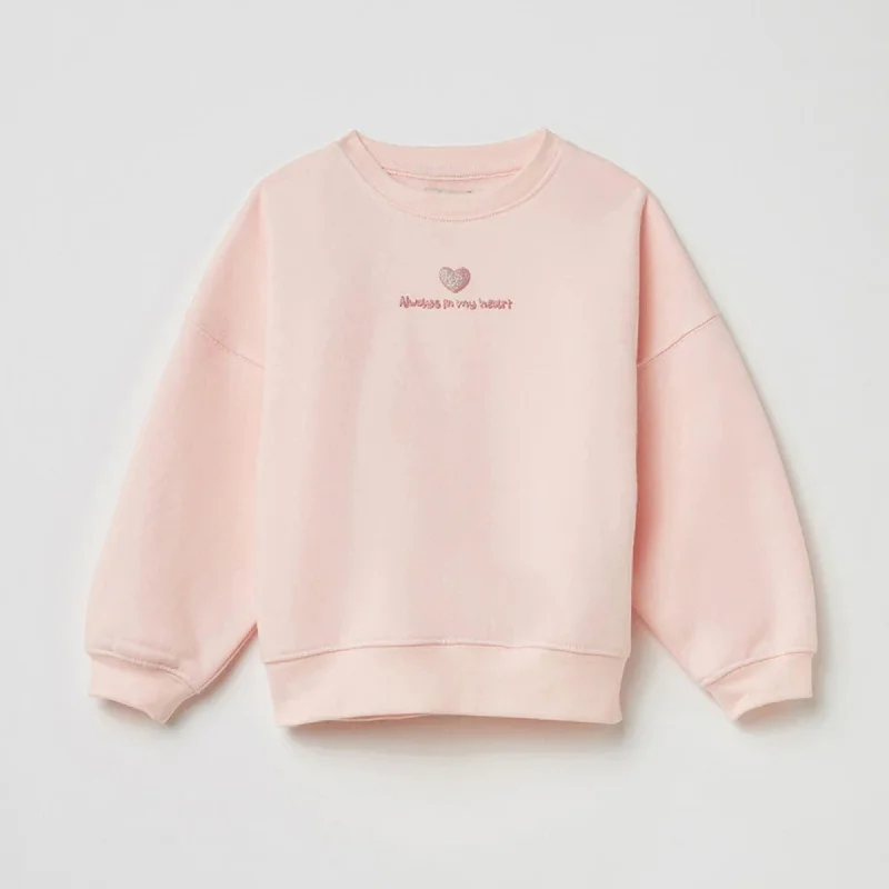 SF - Kids 'Pink' Premium Quality Always In My Heart Slogan Printed Fleece Sweatshirt SF708