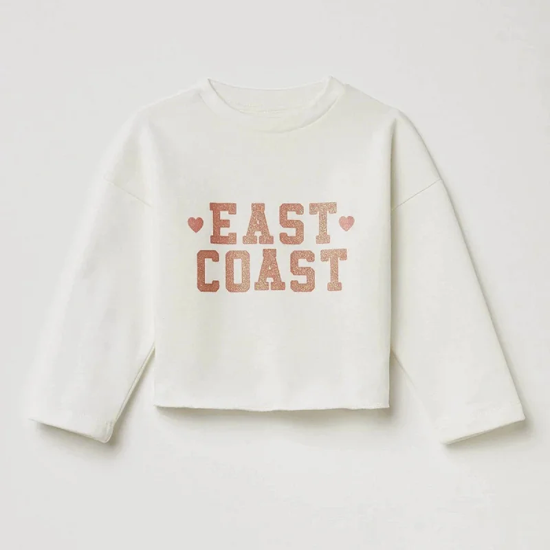 SF - Kids 'White' Premium Quality White East Coast Slogan Fleece Sweatshirt SF704