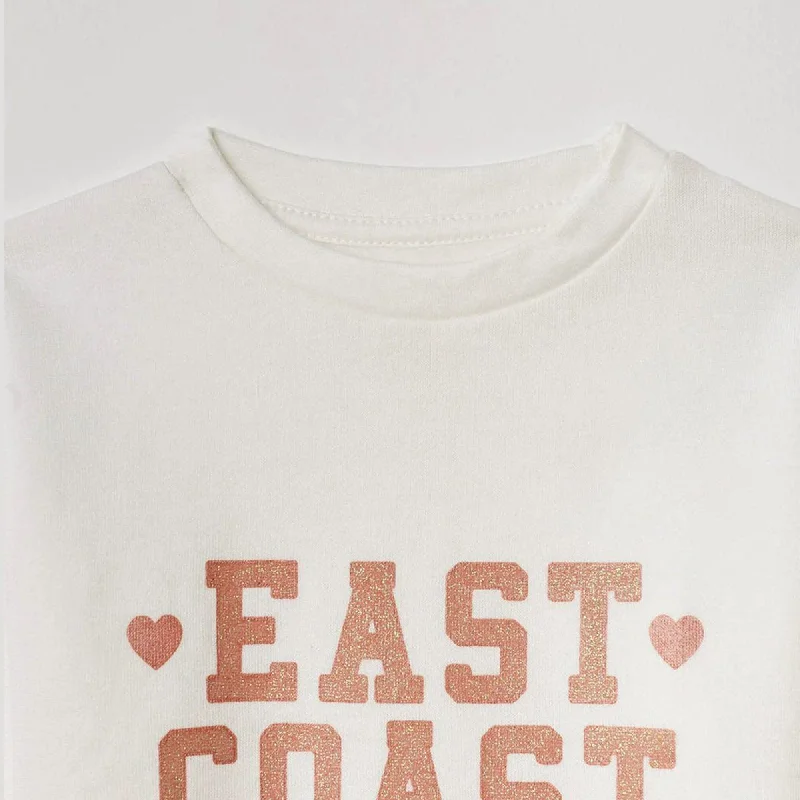 SF - Kids 'White' Premium Quality White East Coast Slogan Fleece Sweatshirt SF704