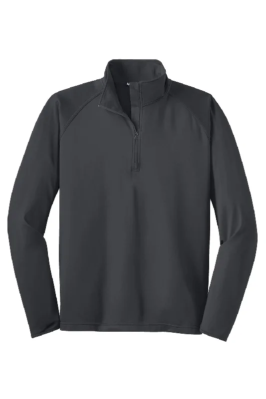 Sport-Tek Mens Sport-Wick Moisture Wicking 1/4 Zip Sweatshirt - Charcoal Grey